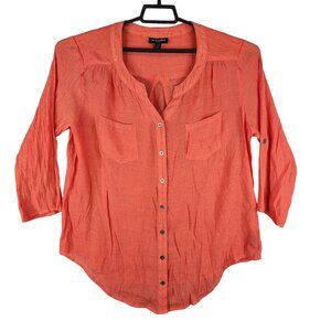 Women's Orange I.N. Studio Shirt Blouse 3/4 Sleeve Button-Down Size 1X